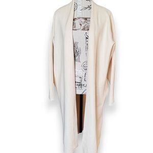 Uniqlo Cream Open-Front Long Knit Cardigan Size M